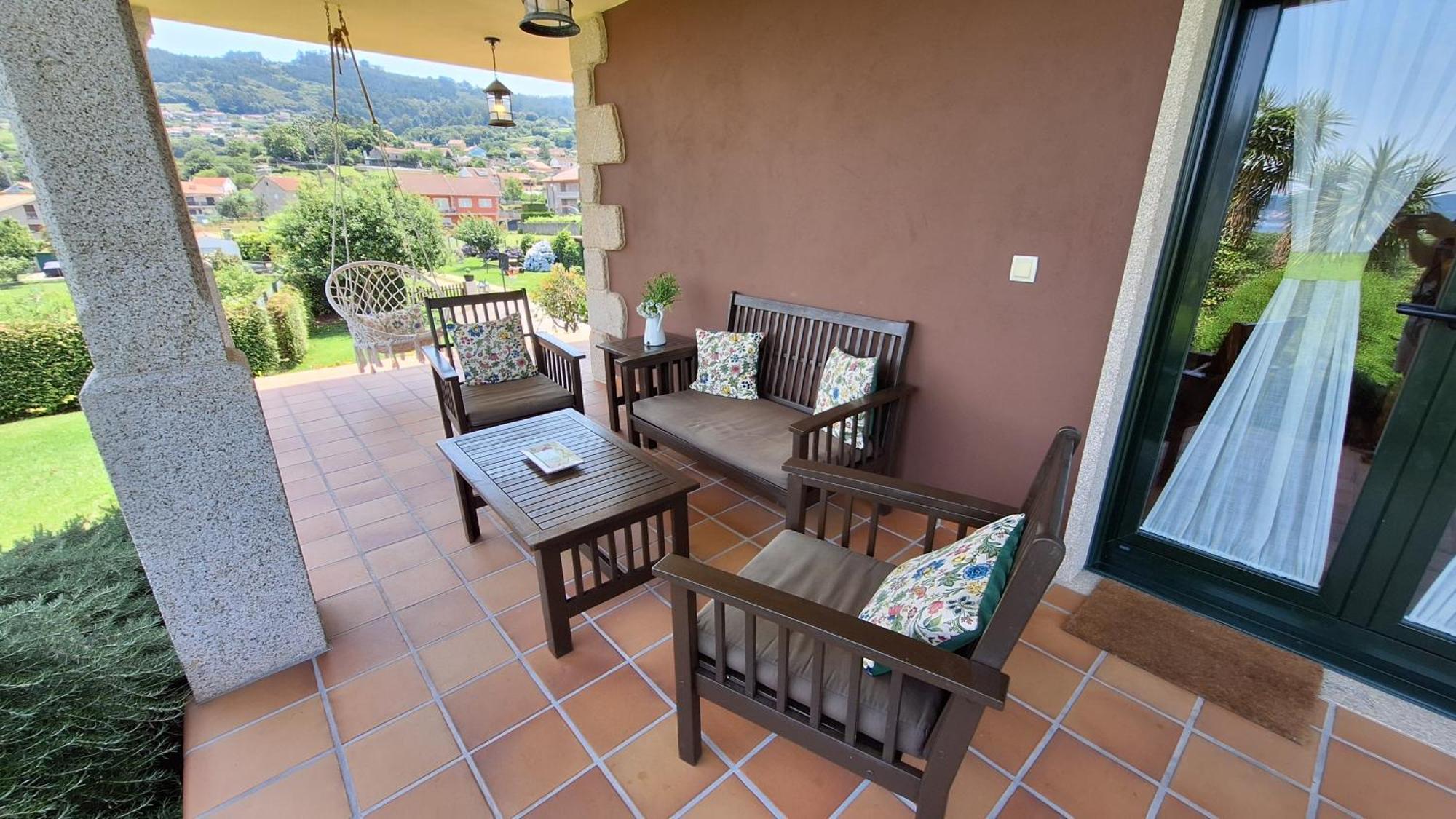 Chalet Rural 400 M Playa Piscina Barbacoa Chimenea Bueu Exterior foto