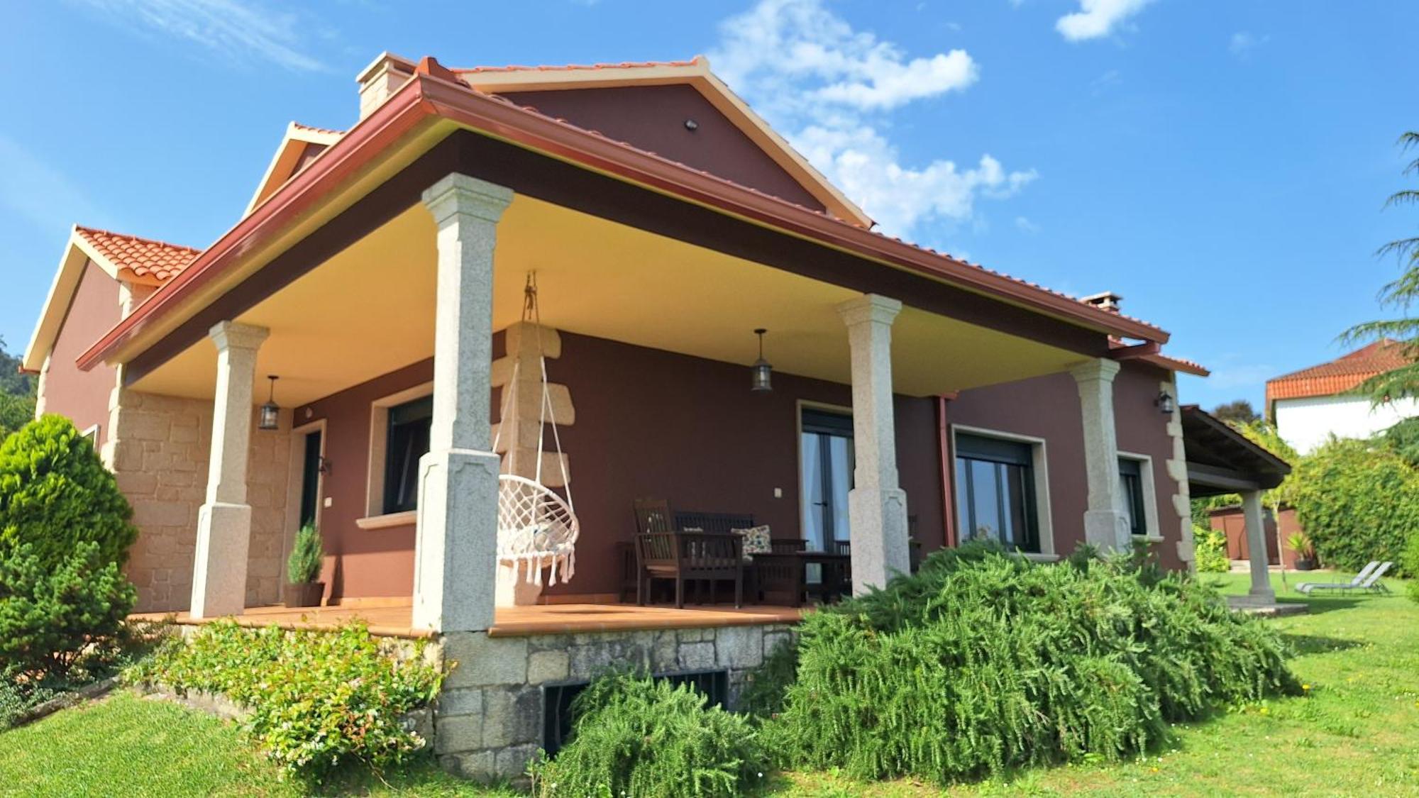 Chalet Rural 400 M Playa Piscina Barbacoa Chimenea Bueu Exterior foto