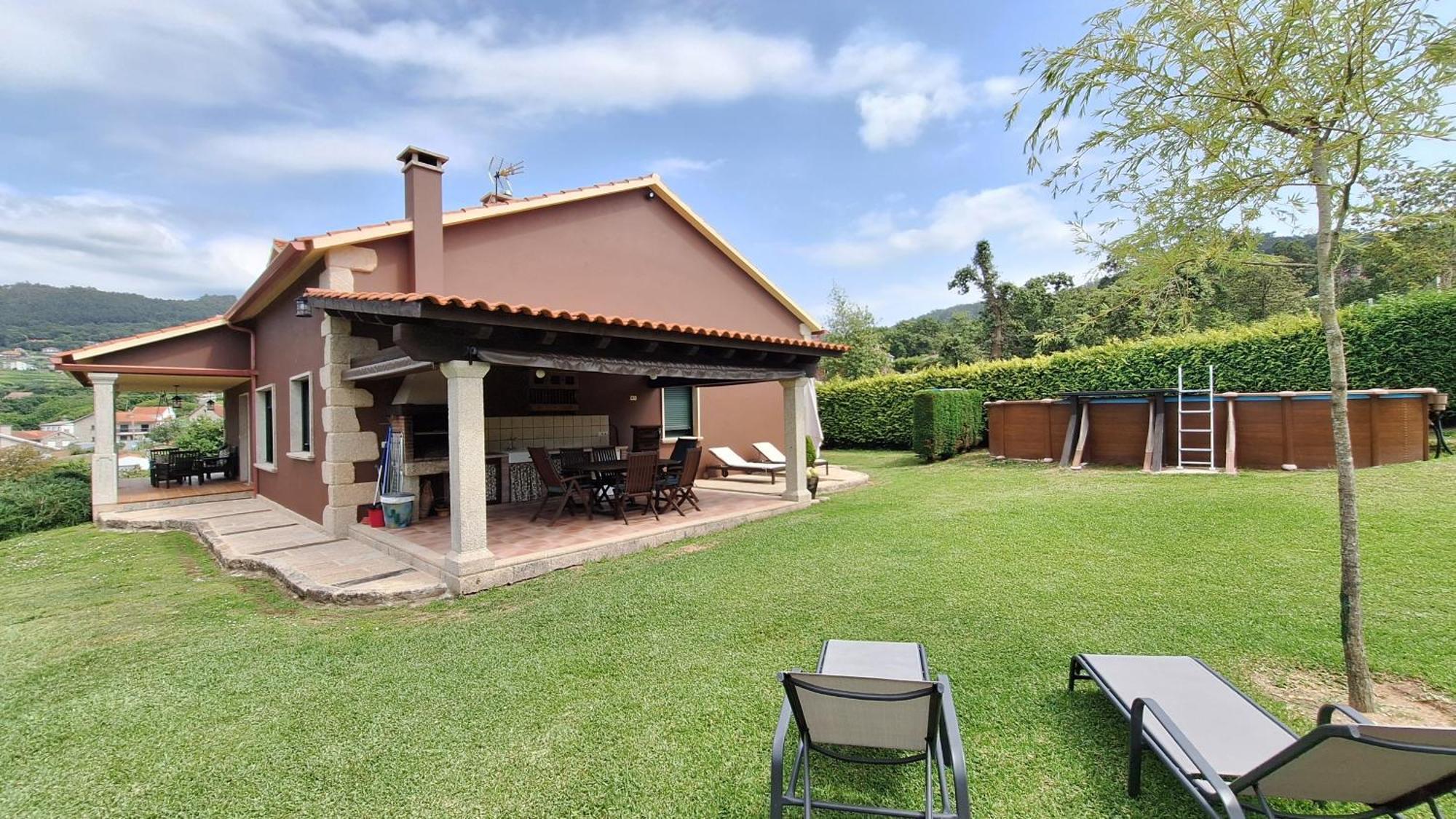 Chalet Rural 400 M Playa Piscina Barbacoa Chimenea Bueu Exterior foto
