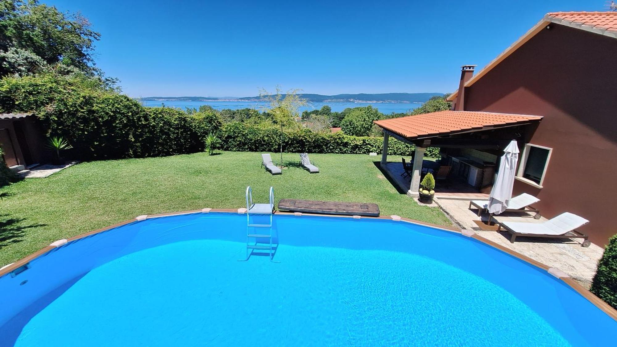 Chalet Rural 400 M Playa Piscina Barbacoa Chimenea Bueu Exterior foto